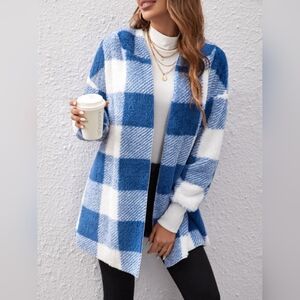 Plaid Long Sleeve Hooded Coat